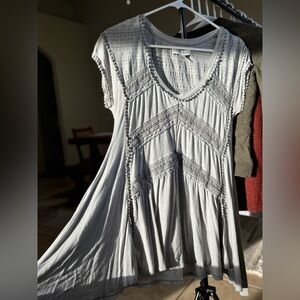 Knox Rose Light Gray Tunic with Lace Accents